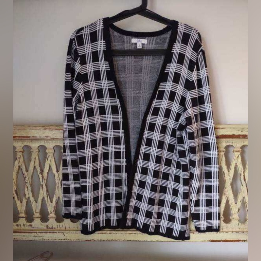 Croft and Barrow - Black Checkered Cardigan - PL
